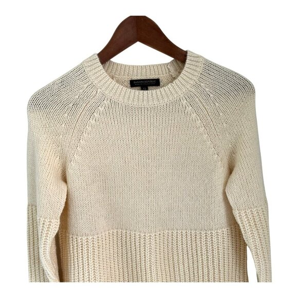 Banana Republic Italian Yarn Chunky Ribbed Knit Crewneck Size XSmall - Picture 3 of 9